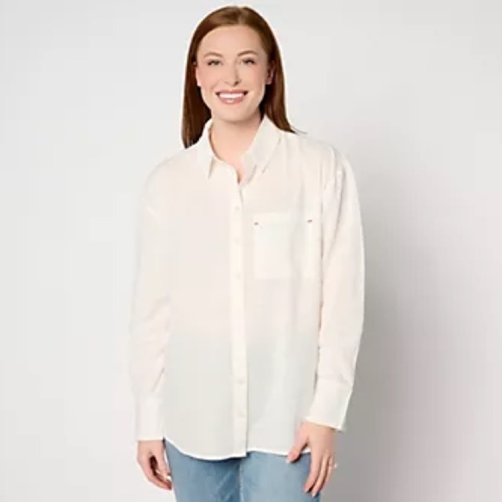 BEAUTIFUL BY LAWRENCE ZARIAN COTTON BOYFRIEND SHIRT PLUS SZ 1X - Picture 2 of 5